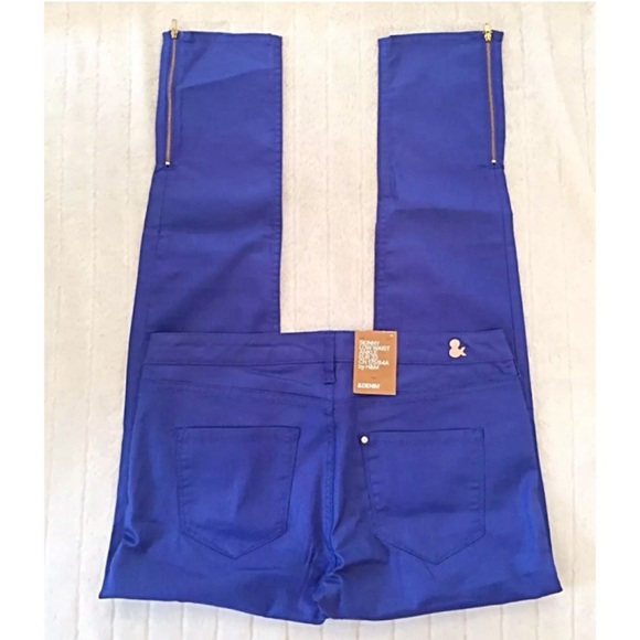 H&M NWT Sz 33/Lrg Skinny Jeans Blue Ankle Zippers - Picture 2 of 8
